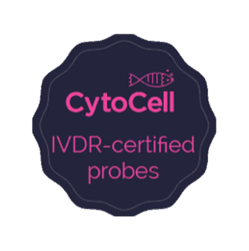 Badge promoting the in vitro diagnostic medical devices regulation (IVDR) certification of its CytoCell FISH probes.